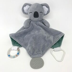Modern Baby Koala Bear Lovey Teether Gray Green Snuggle Security Blanket Rattle